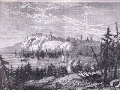 Widok Quebecu, ilustracja z Cassells History of the United States wydana przez Cassell, Petter & Galpin, c.1900 (litografia) autorstwa American English school