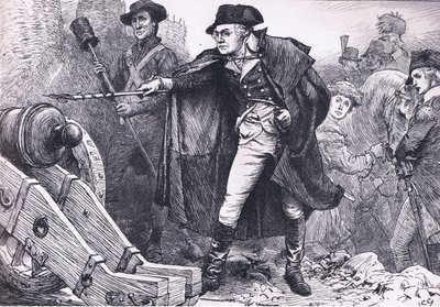 Waszyngton podczas oblężenia Yorktown, ilustracja z Cassells History of the United States wydanej przez Cassell, Petter & Galpin, c.1900 (lito) autorstwa American English school