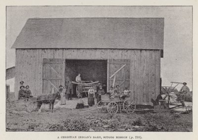Stodoła chrześcijańskiego Indianina, misja Scugog (zdjęcie czarno-białe) autorstwa American Photographer (after)
