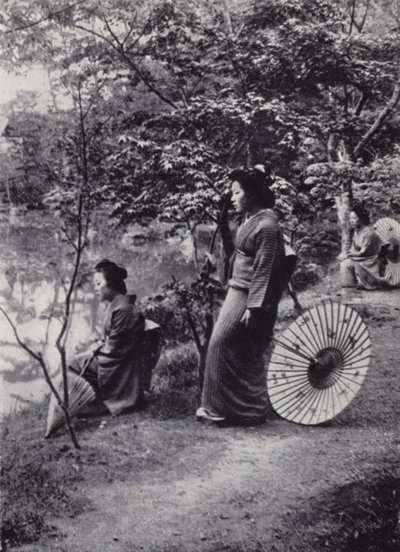 Odpoczynek nad jeziorem, Klasztor Kinkakuji (zdjęcie czarno-białe) autorstwa American Photographer (after)