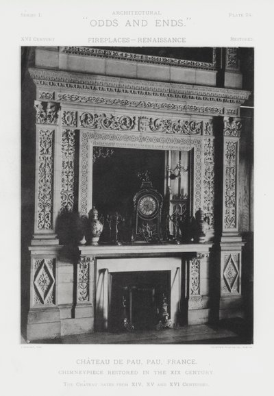 Kominek: Chateau De Pau, Pau, Francja (zdjęcie czarno-białe) autorstwa American Photographer (after)