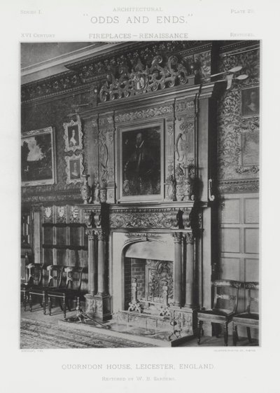 Kominek: Quorndon House, Leicester, Anglia (zdjęcie czarno-białe) autorstwa American Photographer (after)