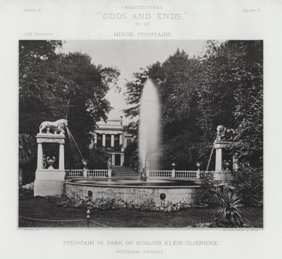 Fontanna w parku Schloss Klein-Glienicke, Poczdam, Prusy (zdjęcie czarno-białe) autorstwa American Photographer (after)