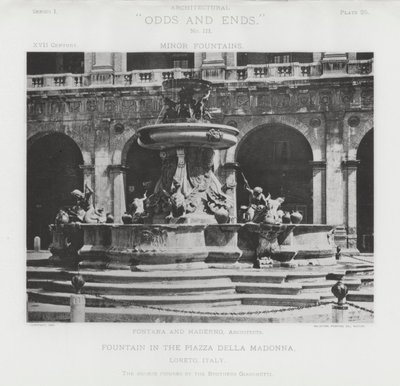 Fontanna na Piazza Della Madonna, Loreto, Włochy (zdjęcie czarno-białe) autorstwa American Photographer (after)