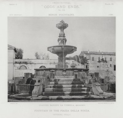 Fontanna na Piazza Della Rocca, Viterbo, Włochy (zdjęcie b / w) autorstwa American Photographer (after)