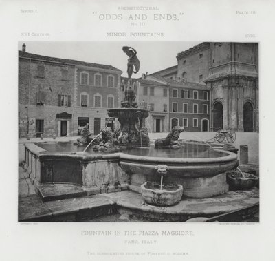 Fontanna na Piazza Maggiore, Fano, Włochy (zdjęcie czarno-białe) autorstwa American Photographer (after)