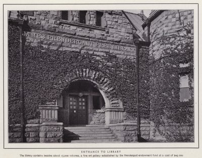 Jamestown, NY: Wejście do biblioteki (zdjęcie czarno-białe) autorstwa American Photographer (after)