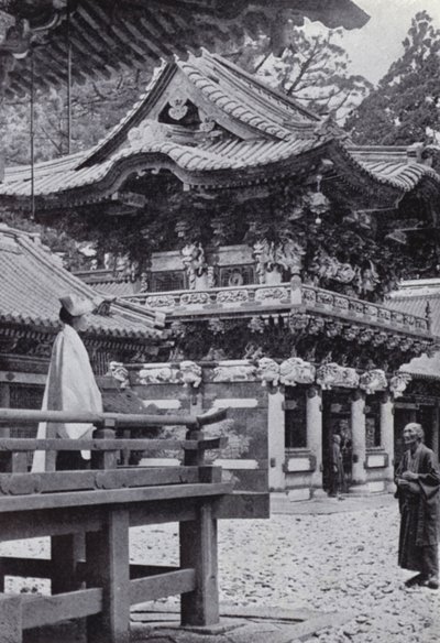 Wspaniałe rzeźby buddyjskiej świątyni Yakushi (zdjęcie czarno-białe) autorstwa American Photographer (after)