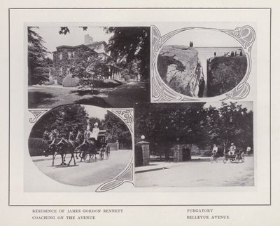 Newport, Rhode Island: Rezydencja Jamesa Gordona Bennetta; Czyściec; Coaching na Alei; Bellevue Avenue (zdjęcie czarno-białe) autorstwa American Photographer (after)