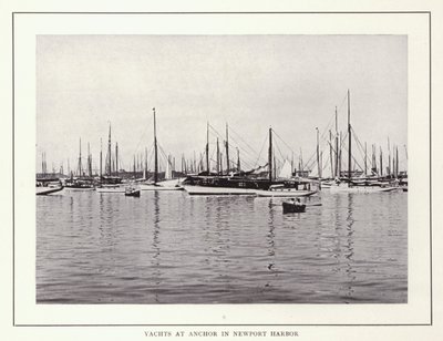 Newport, Rhode Island: Jachty na kotwicy w porcie Newport (zdjęcie czarno-białe) autorstwa American Photographer (after)