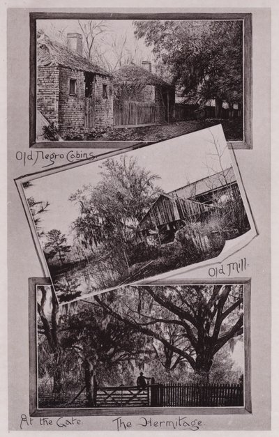 Stare chaty niewolników; Stary Młyn; Przy bramie; Ermitaż (czarno-białe zdjęcie) autorstwa American Photographer (after)