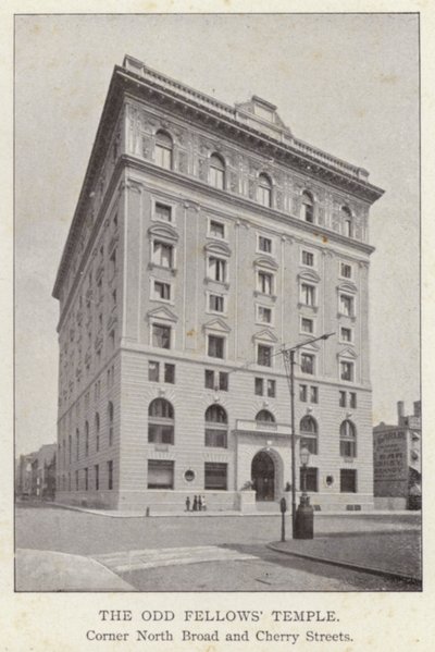 Filadelfia: Świątynia Odd Fellows, Corner North Broad i Cherry Streets (zdjęcie czarno-białe) autorstwa American Photographer (after)