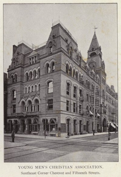 Filadelfia: Chrześcijańskie Stowarzyszenie Młodych Mężczyzn, Southeast Corner Chestnut i Fifteenth Streets (zdjęcie czarno-białe) autorstwa American Photographer (after)