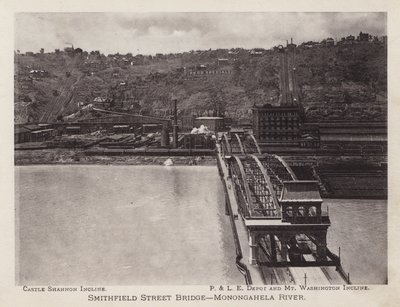 Pittsburgh: Smithfield Street Bridge, rzeka Monongahela (zdjęcie czarno-białe) autorstwa American Photographer (after)