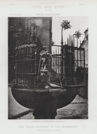 „Fontanna gęsi” w Gansemarkt, Norymberga, Bawaria (zdjęcie czarno-białe) autorstwa American Photographer (after)