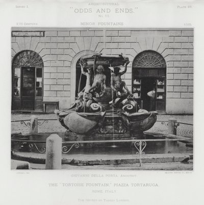 Fontanna z żółwiem, Piazza Tortaruga, Rzym, Włochy (zdjęcie czarno-białe) autorstwa American Photographer (after)