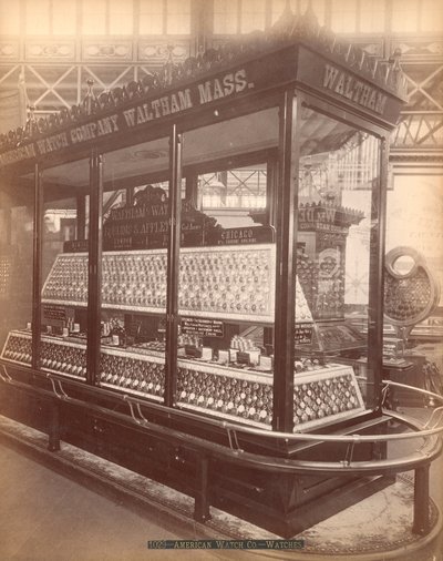 Wystawa American Watch Co.s, budynek główny, Międzynarodowa Wystawa Stulecia, Filadelfia, 1876 (druk albumowy) autorstwa American Photographer