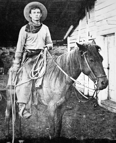 Amerykański kowboj w Kansas, ok.1880 (zdjęcie czarno-białe) autorstwa American Photographer