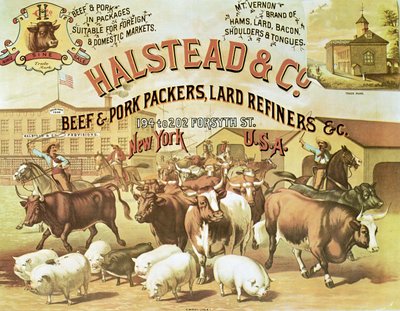 Beef & Pork Packers, ok. 1880 (kolor lito) autorstwa American Photographer