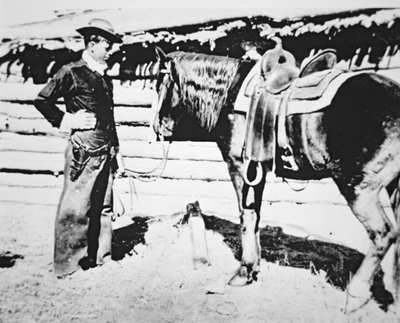 Butch Cassidy (1866-1908/09) z koniem (zdjęcie b/w) autorstwa American Photographer