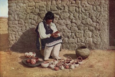 Dekorowanie ceramiki, Pueblo of Isleta, Nowy Meksyk (kolorowe zdjęcie) autorstwa American Photographer