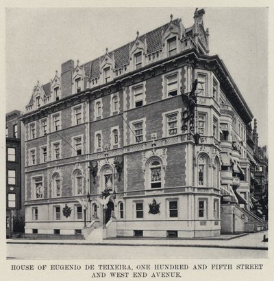 Dom Eugenio de Teixeira, 100 i piąta ulica i West End Avenue (zdjęcie czarno-białe) autorstwa American Photographer