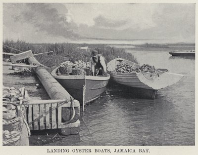 Landing Oyster Boats, Jamaica Bay (zdjęcie czarno-białe) autorstwa American Photographer