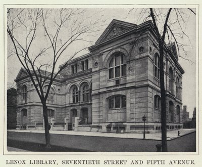 Biblioteka Lenox, Siedemdziesiąta Ulica i Piąta Aleja (zdjęcie czarno-białe) autorstwa American Photographer
