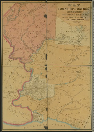 Mapa Township of Oxford, Boroughs of Frankford & Bridesburg z częściami Bristol, N. Liberties i Cheltenham Townships, 1849 autorstwa American Photographer