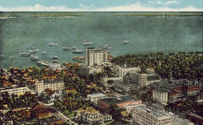 Miami, Floryda, ok. 1925 r: Widok Miami z lotu ptaka (zdjęcie kolorowe) autorstwa American Photographer