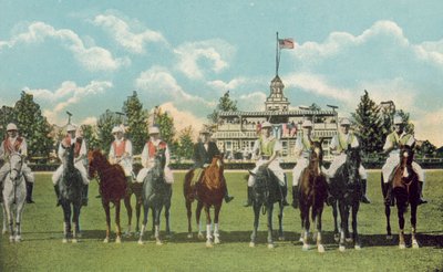 Miami, Floryda, ok. 1925 r: Dom klubowy i pole do gry w polo (zdjęcie kolorowe) autorstwa American Photographer