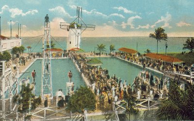 Miami, Floryda, ok. 1925 r: Basen kasyna w Miami Beach (zdjęcie kolorowe) autorstwa American Photographer