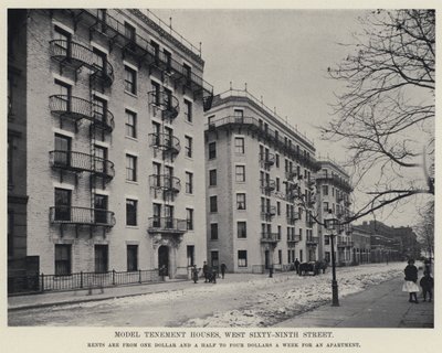 Modelowe kamienice, West Sixty-Ninth Street (zdjęcie czarno-białe) autorstwa American Photographer