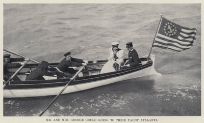 Pan i pani George Gould jadą na jacht Atalanta (zdjęcie czarno-białe) autorstwa American Photographer