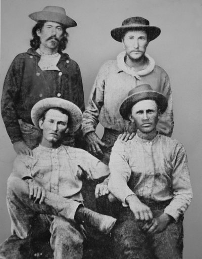 Pony Express Riders, ok. 1860 (zdjęcie czarno-białe) autorstwa American Photographer