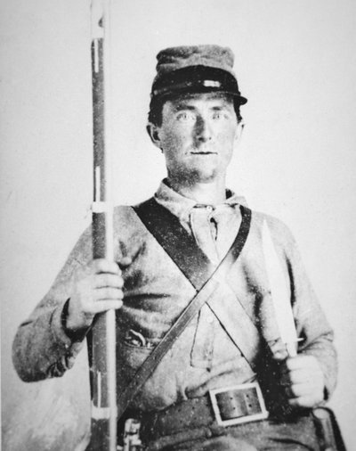 Szeregowy John LeRoy Williams, żołnierz Armii Konfederacji (zdjęcie czarno-białe) autorstwa American Photographer