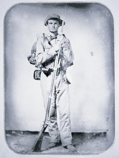 Szeregowy Thomas Taylor, żołnierz Armii Konfederacji (zdjęcie czarno-białe) autorstwa American Photographer