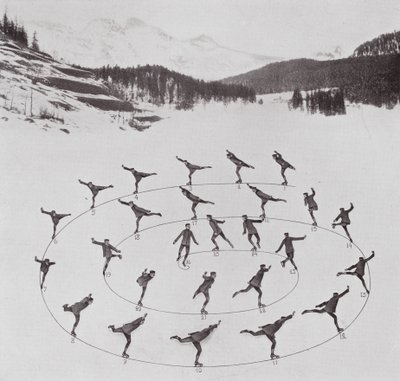 Jazda na łyżwach z Brorem Meyerem: Zewnętrzna spirala do przodu (zdjęcie czarno-białe) autorstwa American Photographer