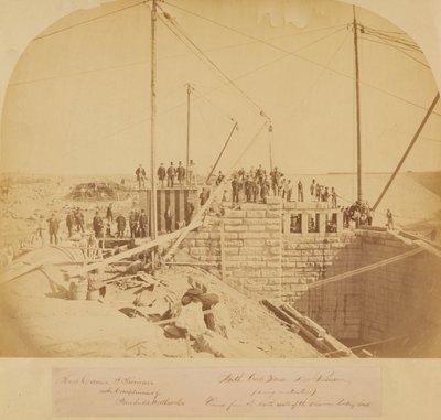 South Gate House of the New Reservoir, Central Park, w trakcie budowy (druk albumowy) autorstwa American Photographer