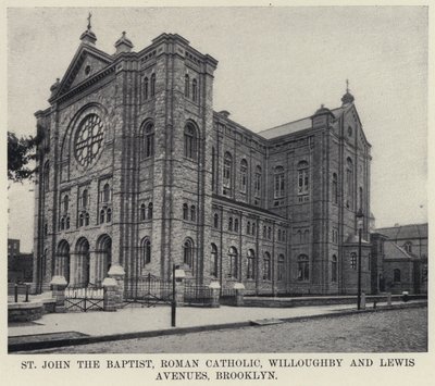 St John the Baptist, rzymskokatolickie Willoughby and Lewis Avenues, Brooklyn (zdjęcie czarno-białe) autorstwa American Photographer