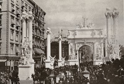 Łuk Deweya przed hotelem Fifth Avenue przy 23rd St., Nowy Jork, świętujący zwycięstwo nad Hiszpanią, 1899 autorstwa American Photographer
