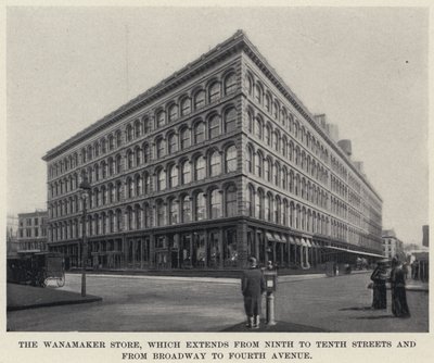 Sklep Wanamaker, który rozciąga się od Dziewiątej do Dziesiątej Ulicy i od Broadwayu do Czwartej Alei (zdjęcie czarno-białe) autorstwa American Photographer