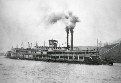 Rufowiec „Virginia”, nad rzeką Ohio, ok. 1880 (zdjęcie czarno-białe) autorstwa American Photographer