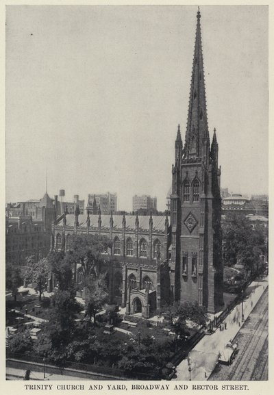 Trinity Church and Yard, Broadway i Rector Street (zdjęcie czarno-białe) autorstwa American Photographer