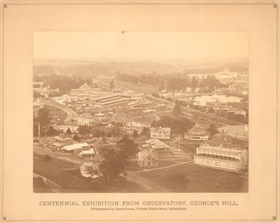 Widok na wystawę stulecia, z Obserwatorium, Georges Hill, Filadelfia, 1876 (odbitka srebrna) autorstwa American Photographer