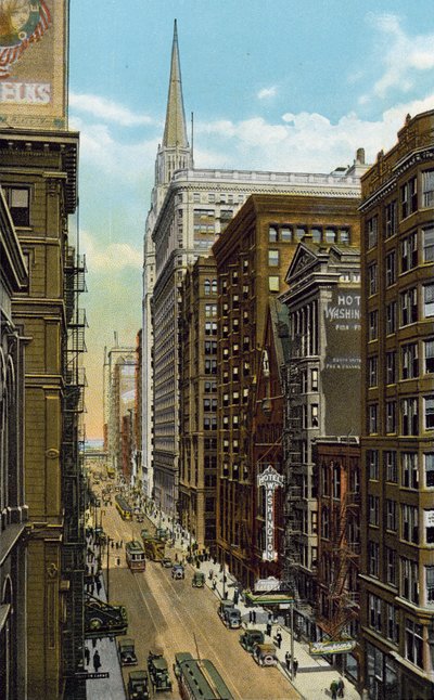 Washington Street, patrząc na wschód od Wells Street (kolorowe zdjęcie) autorstwa American Photographer