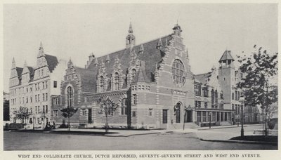 West End Collegiate Church, Dutch Reformed, Seventy-Seventh Street i West End Avenue (zdjęcie czarno-białe) autorstwa American Photographer