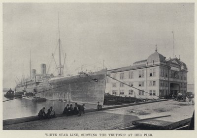 White Star Line, przedstawiający Krzyżaka na jej molo (zdjęcie czarno-białe) autorstwa American Photographer