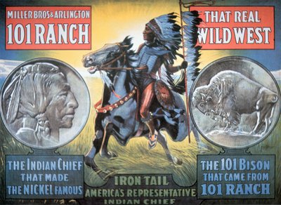 Plakat 101 Ranch Wild West Show, przedstawiający „Iron Tail” autorstwa American School