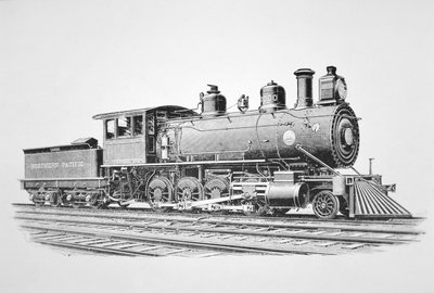 Lokomotywa typu 2-8-0 Consolidation zbudowana przez Baldwina w czerwcu 1889 roku dla Northern Pacific Railway (lito) autorstwa American School